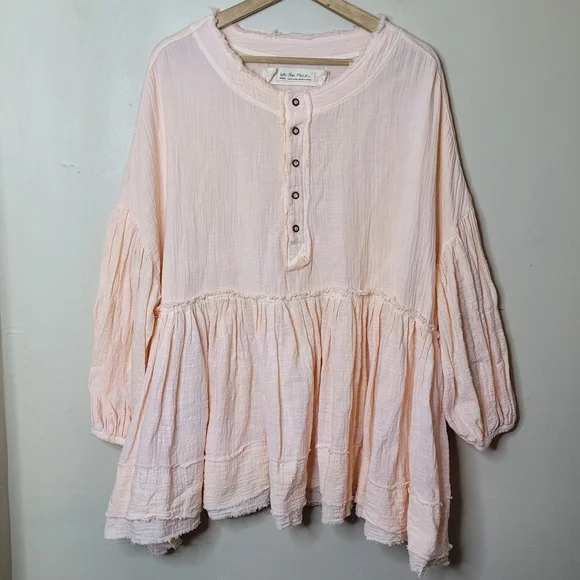 Free People Keeping It Cool Pullover Peach Oversized Size M - Picture 3 of 10